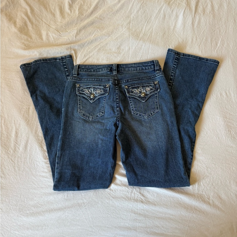 Dark Blue Women's Embellished Back Pocket Jeans